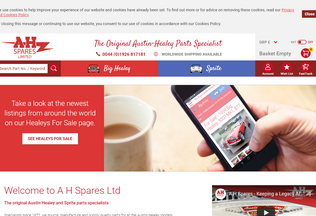 Website ahspares.co.uk desktop preview
