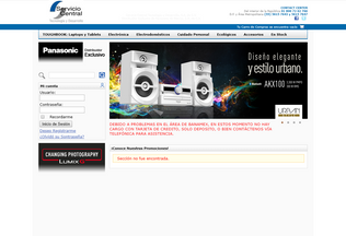 Website centralpanasonic.com.mx desktop preview
