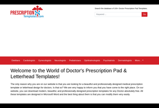 Website prescriptiontemplates.com desktop preview
