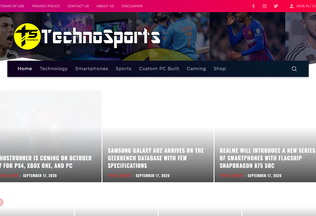 Website technosports.co.in desktop preview