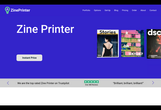 Website 
	zineprinter.com desktop preview